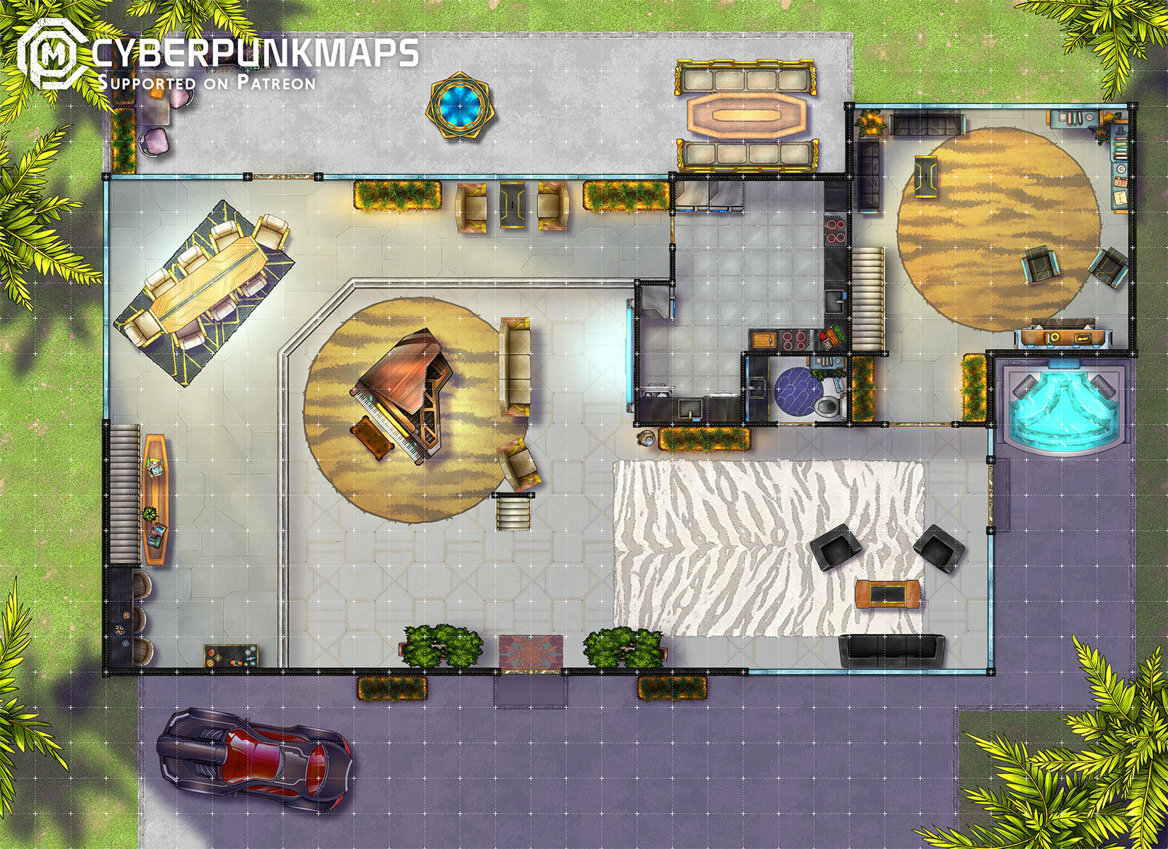 Rocker Mansion [33x24 Cyberpunk & Modern Floor Plan] – Miska's Maps